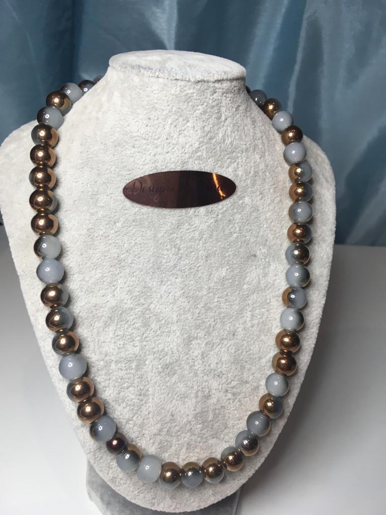 Copper & grey pearl necklace.