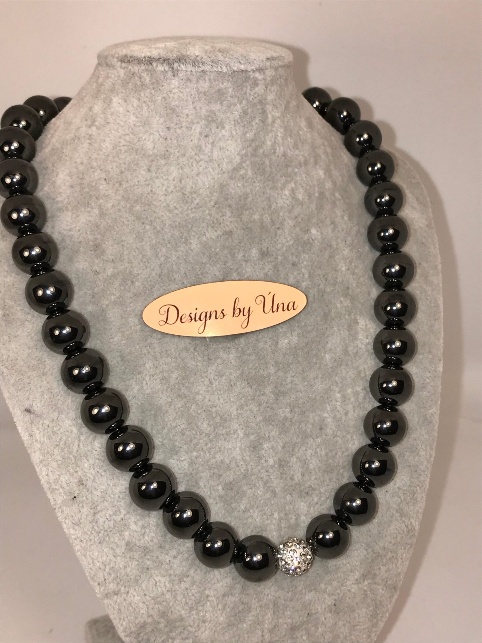 Black polished Hematite necklace.