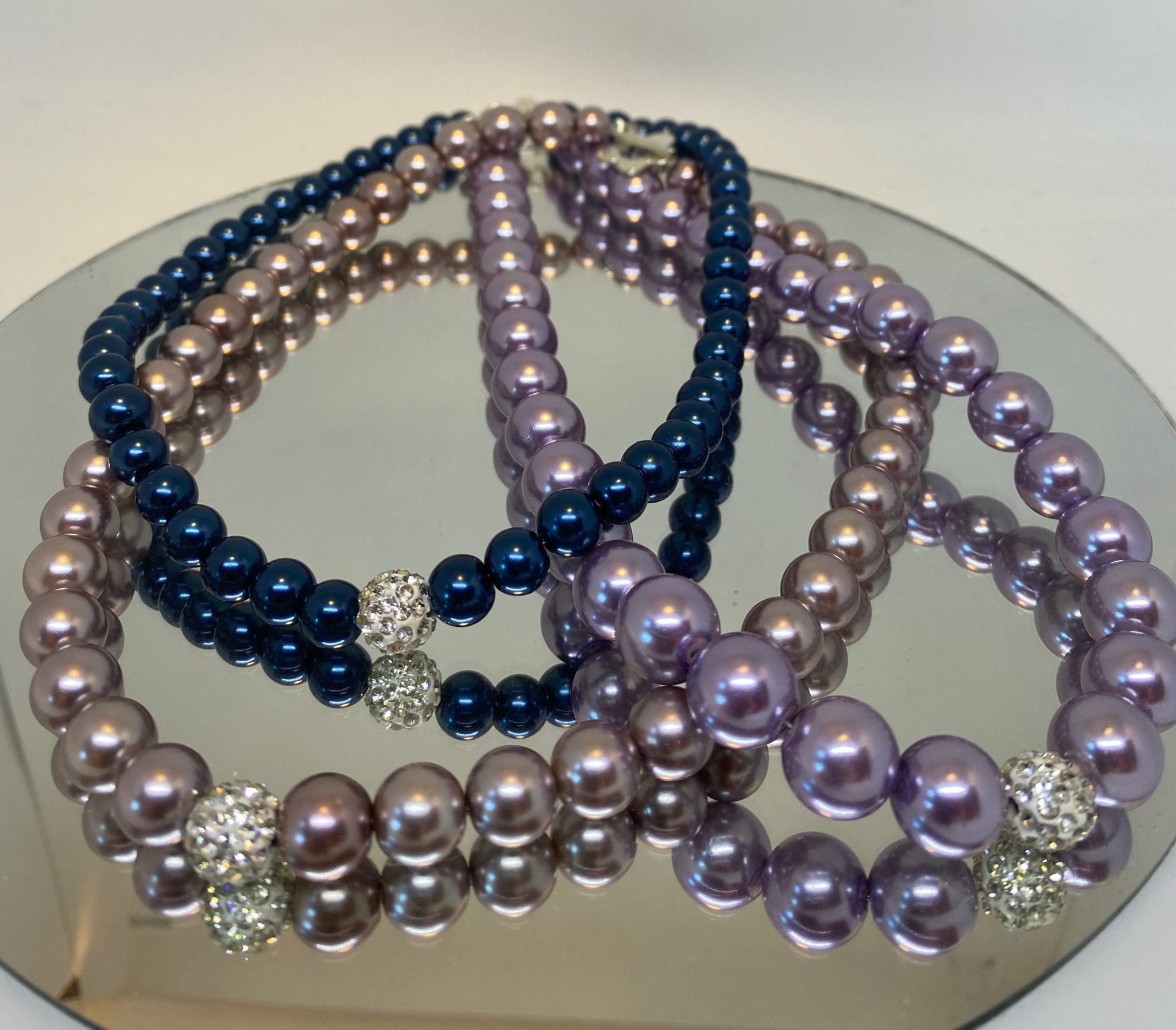 Lilac pearl necklace.