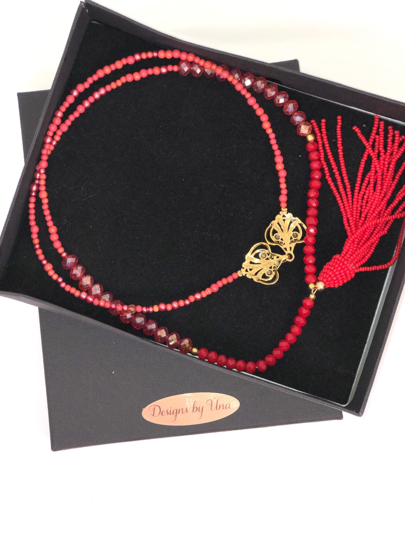 Long red Tassel Necklace. - Image 3