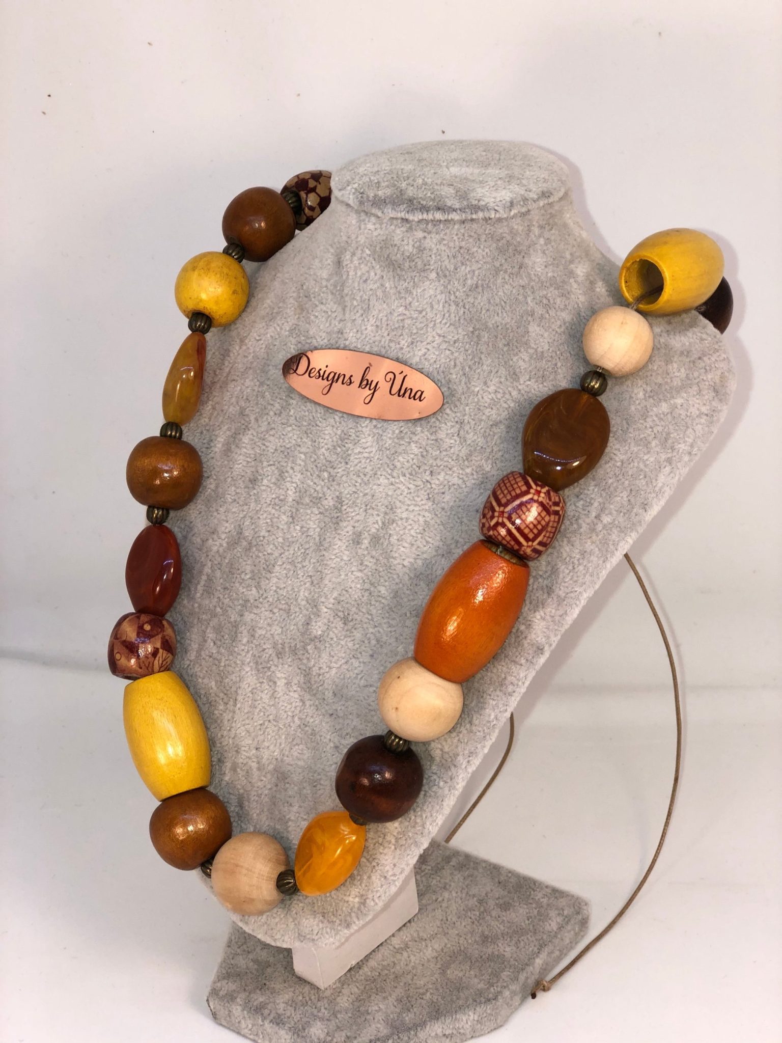 Ethnic Style Wooden Necklace Handmade Unique one of a kind