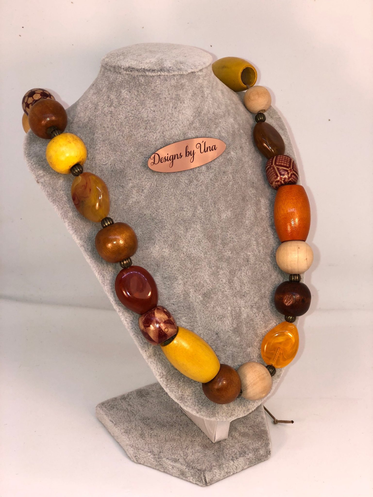 Ethnic Style Wooden Necklace Handmade Unique one of a kind - Image 2