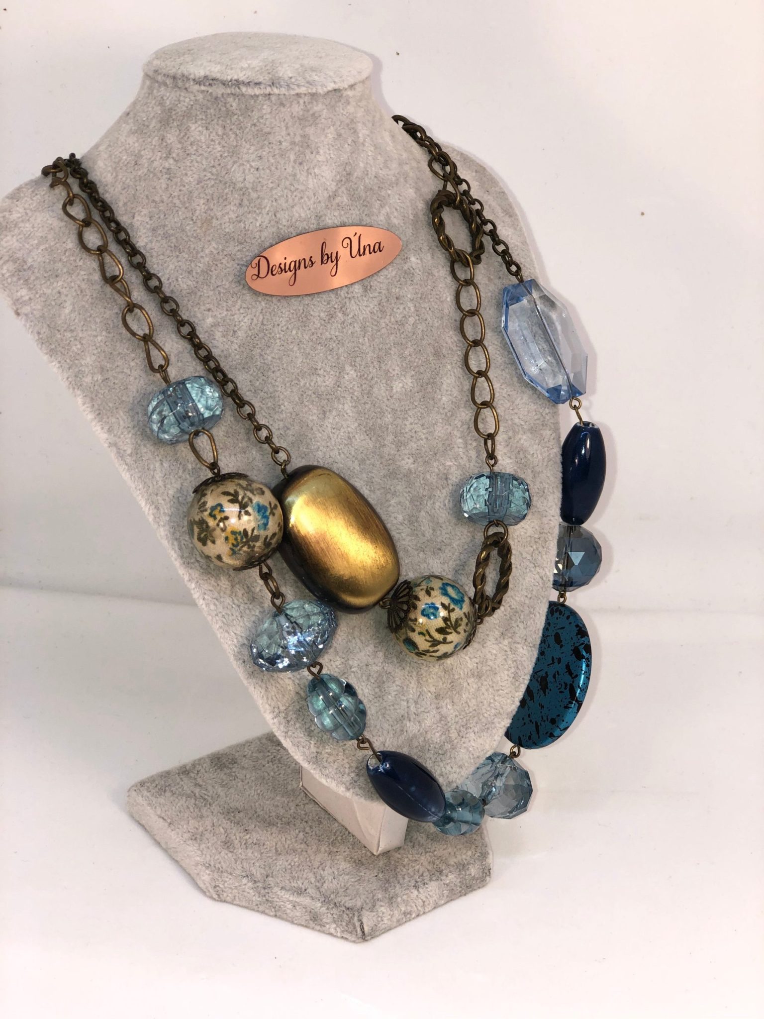 Copper and Blue Necklace one of a kind