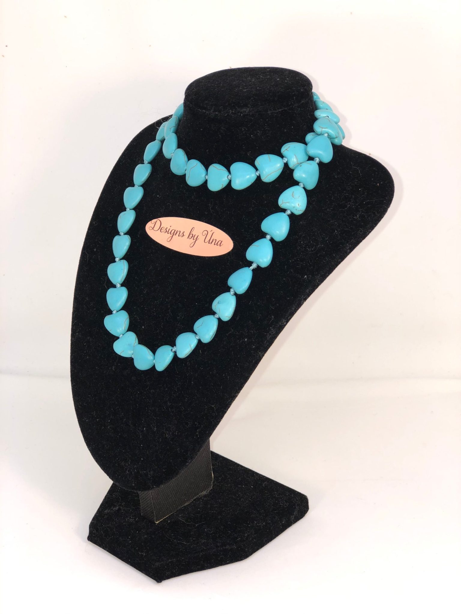 Turquoise Howlite Heart Shaped Necklace 1 of a Kind - Image 2