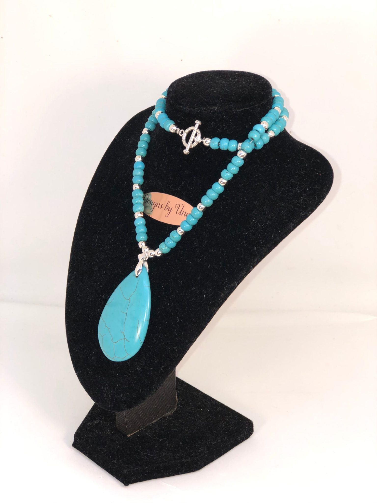 Turquoise and Silver Pendant Necklace Made to Order - Image 2