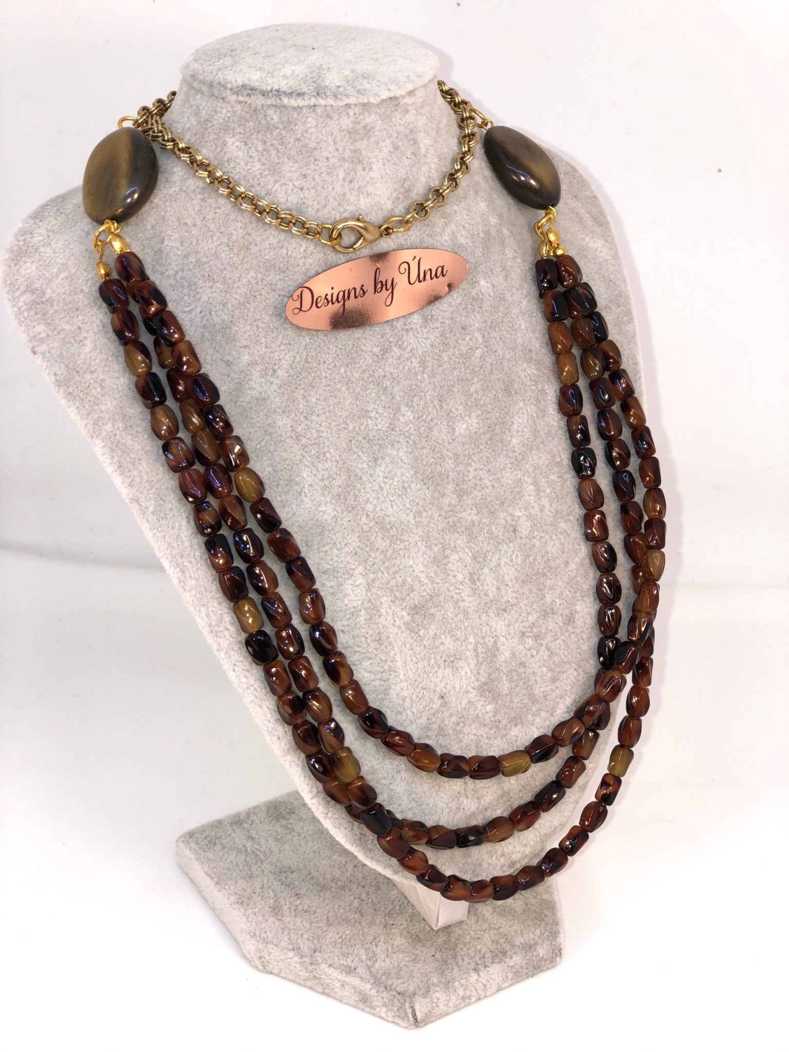 Elegant Cats Eye Necklace With Big Dressy Oval Beads