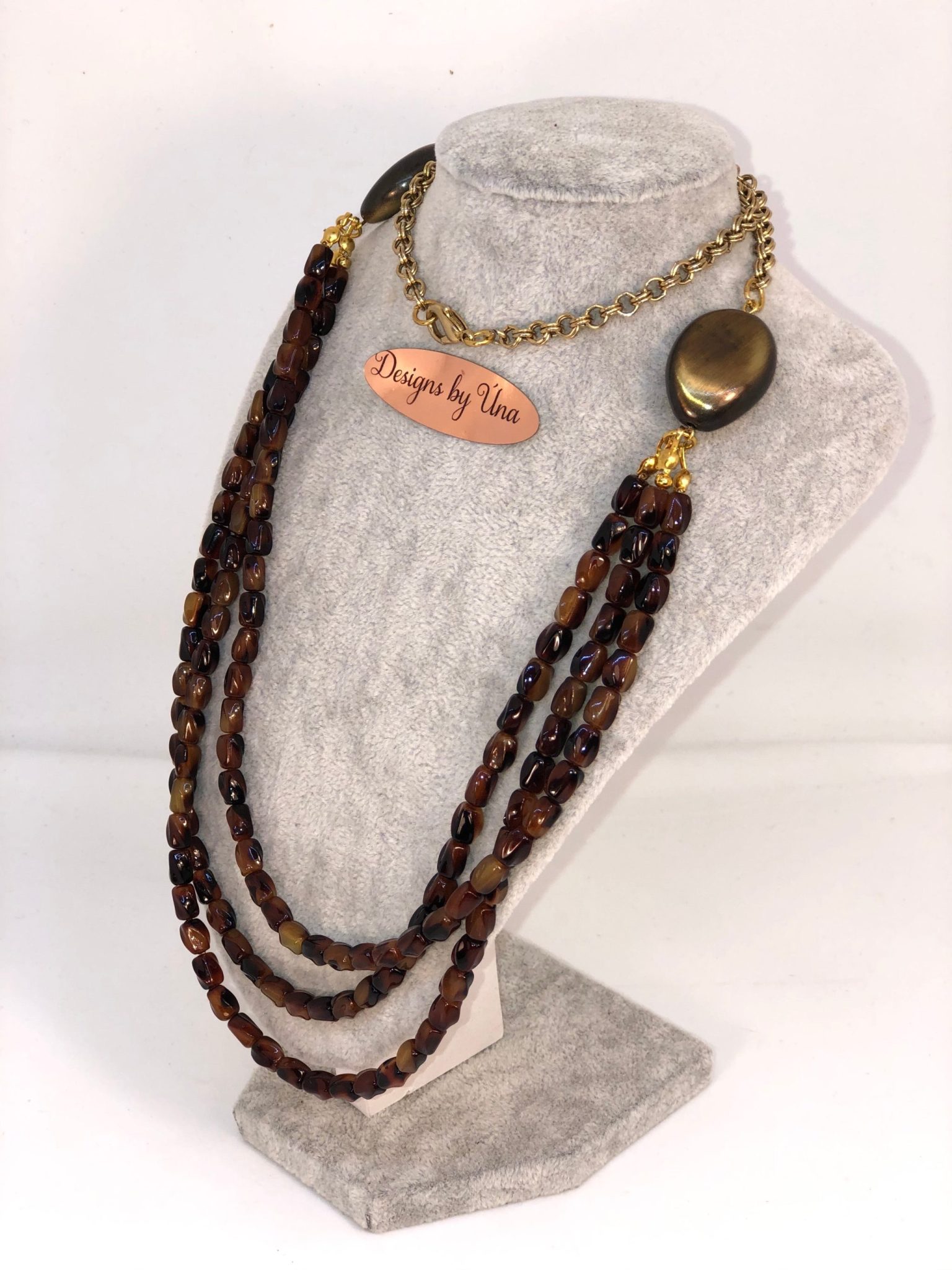 Elegant Cats Eye Necklace With Big Dressy Oval Beads - Image 2