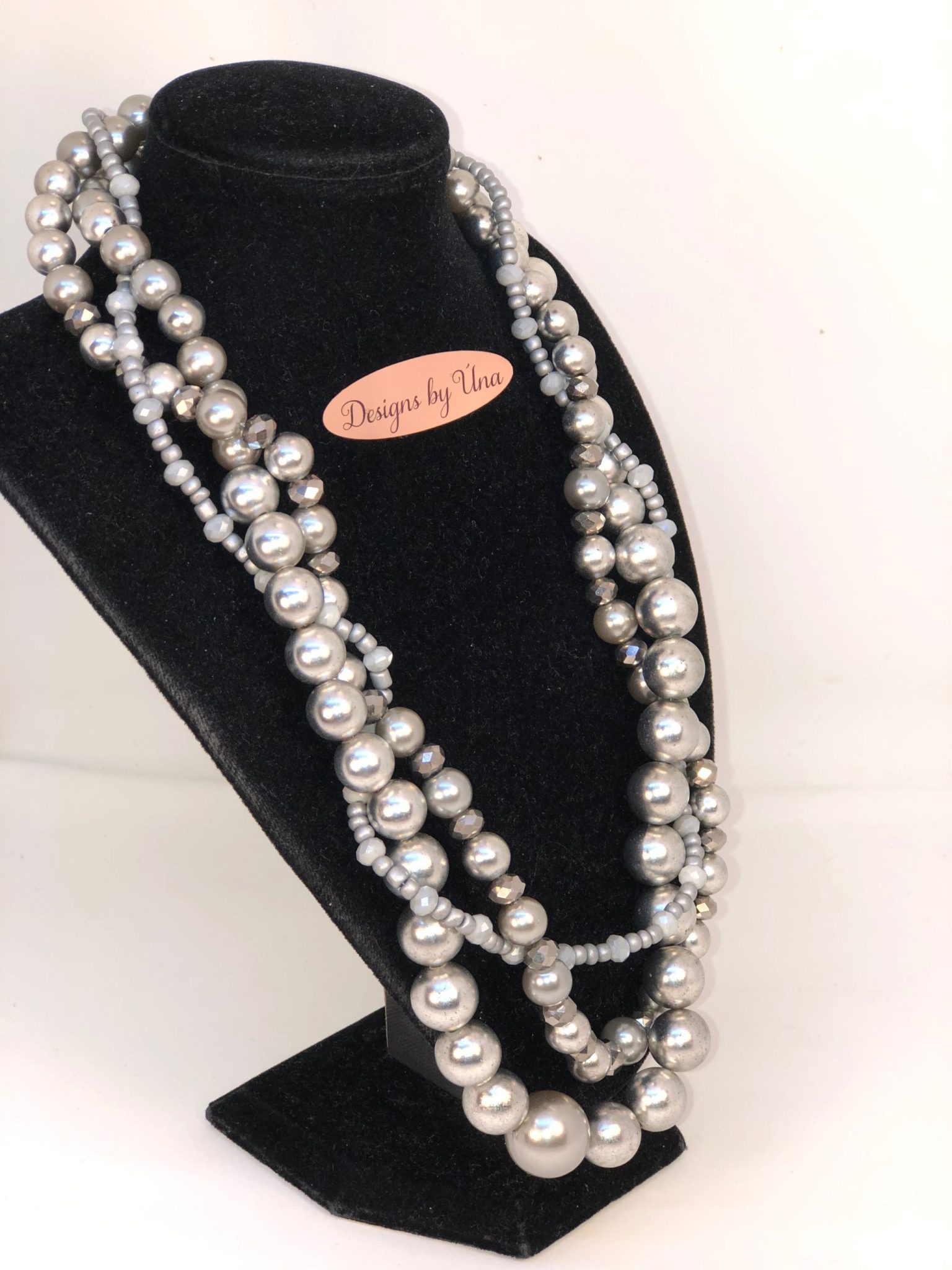 Fabulous Dressy Statement Grey Pearl Necklace
