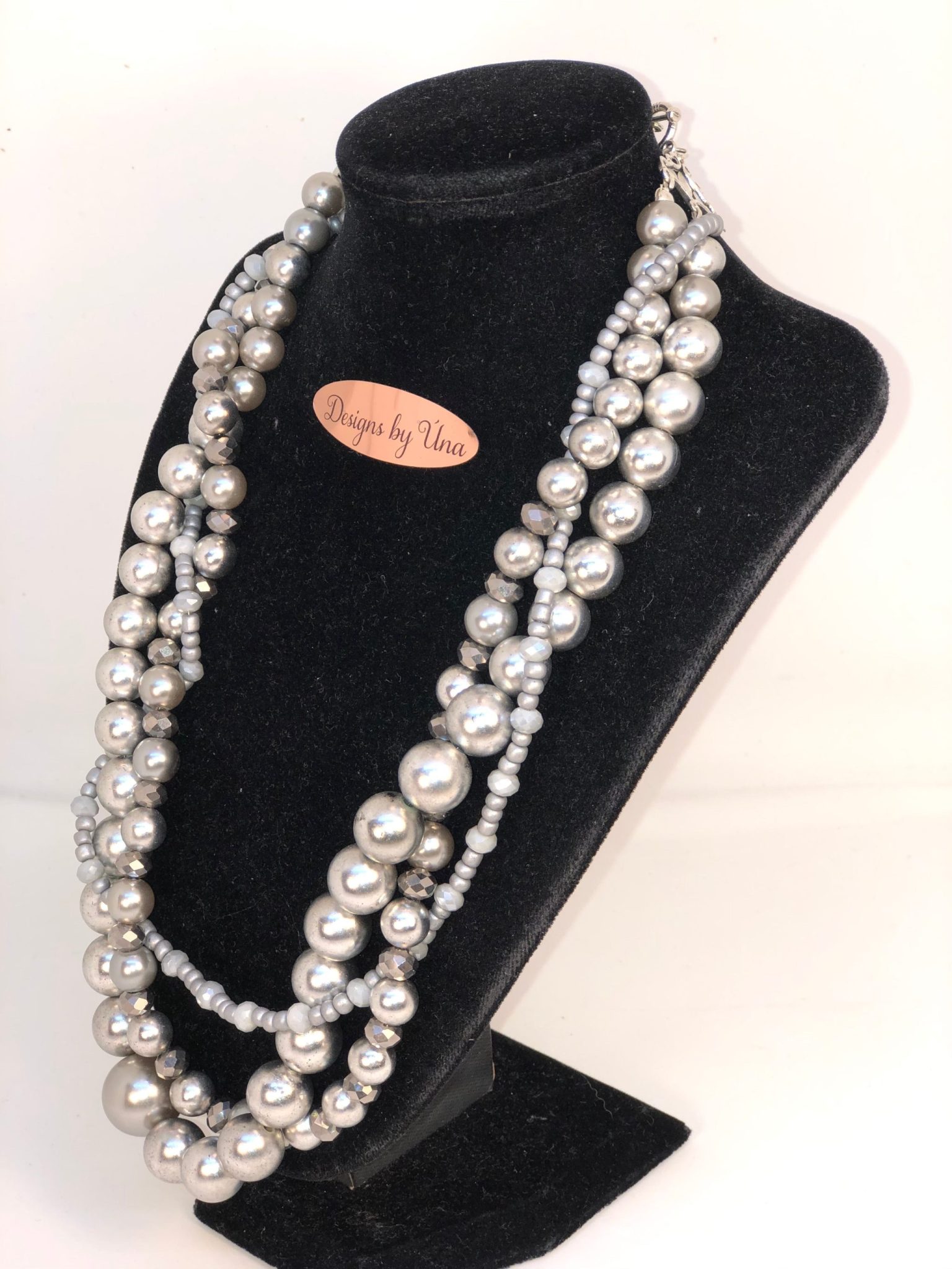 Fabulous Dressy Statement Grey Pearl Necklace - Image 2