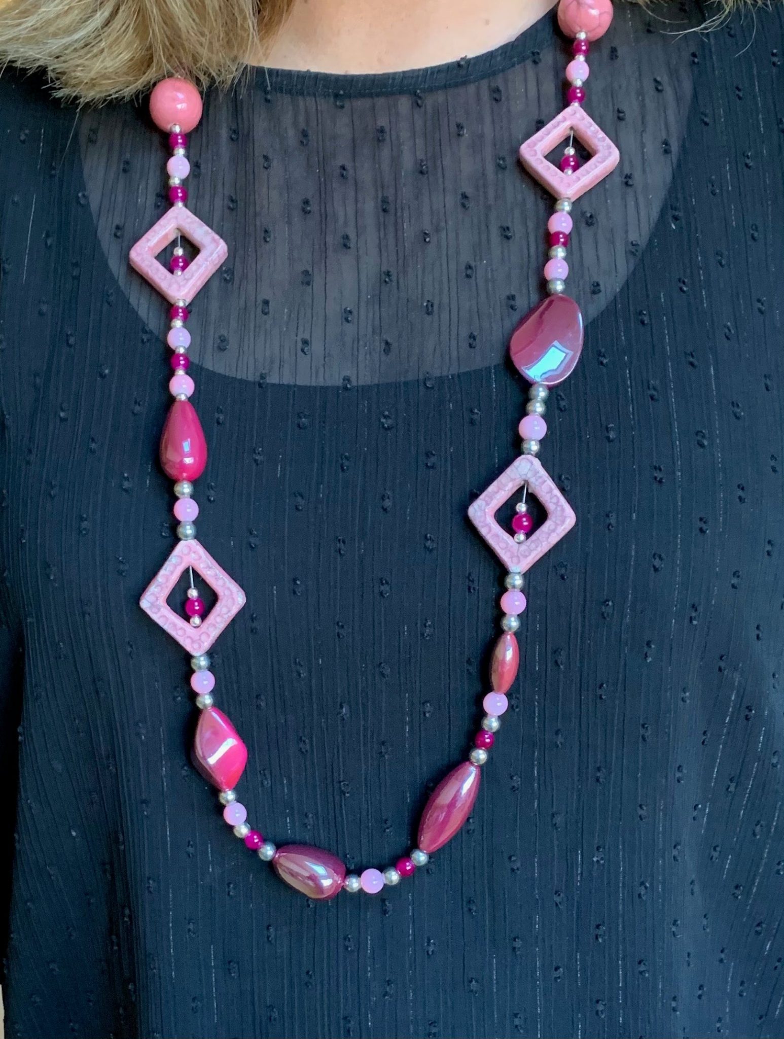 Long pink necklace