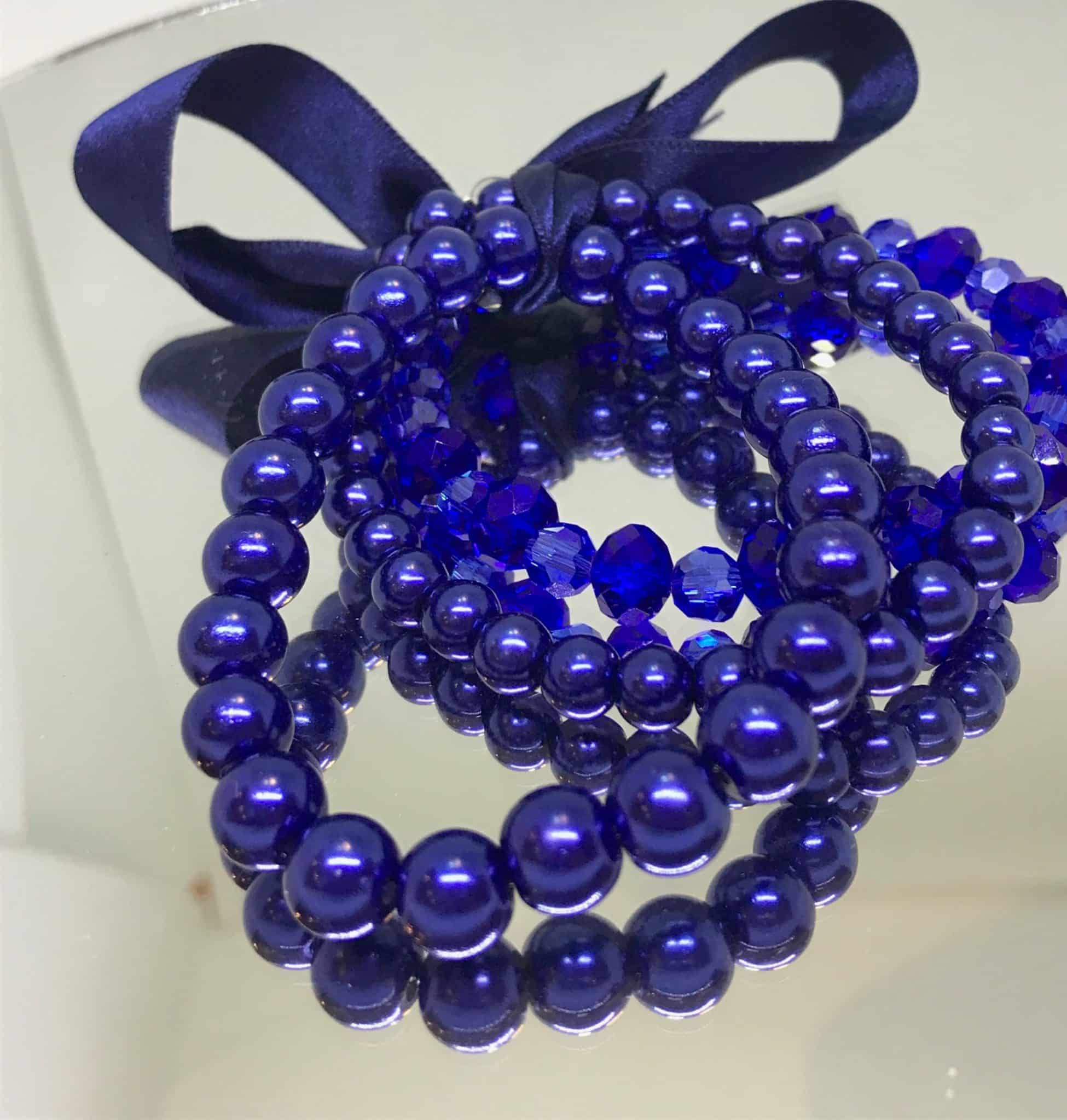 Navy pearl stacking bracelet.