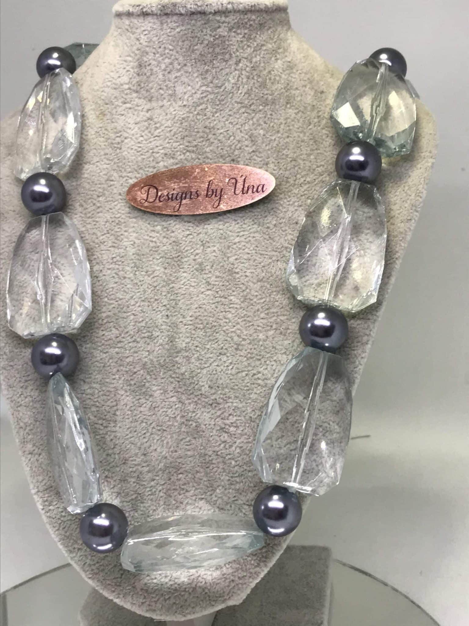 Pewter pearl necklace.