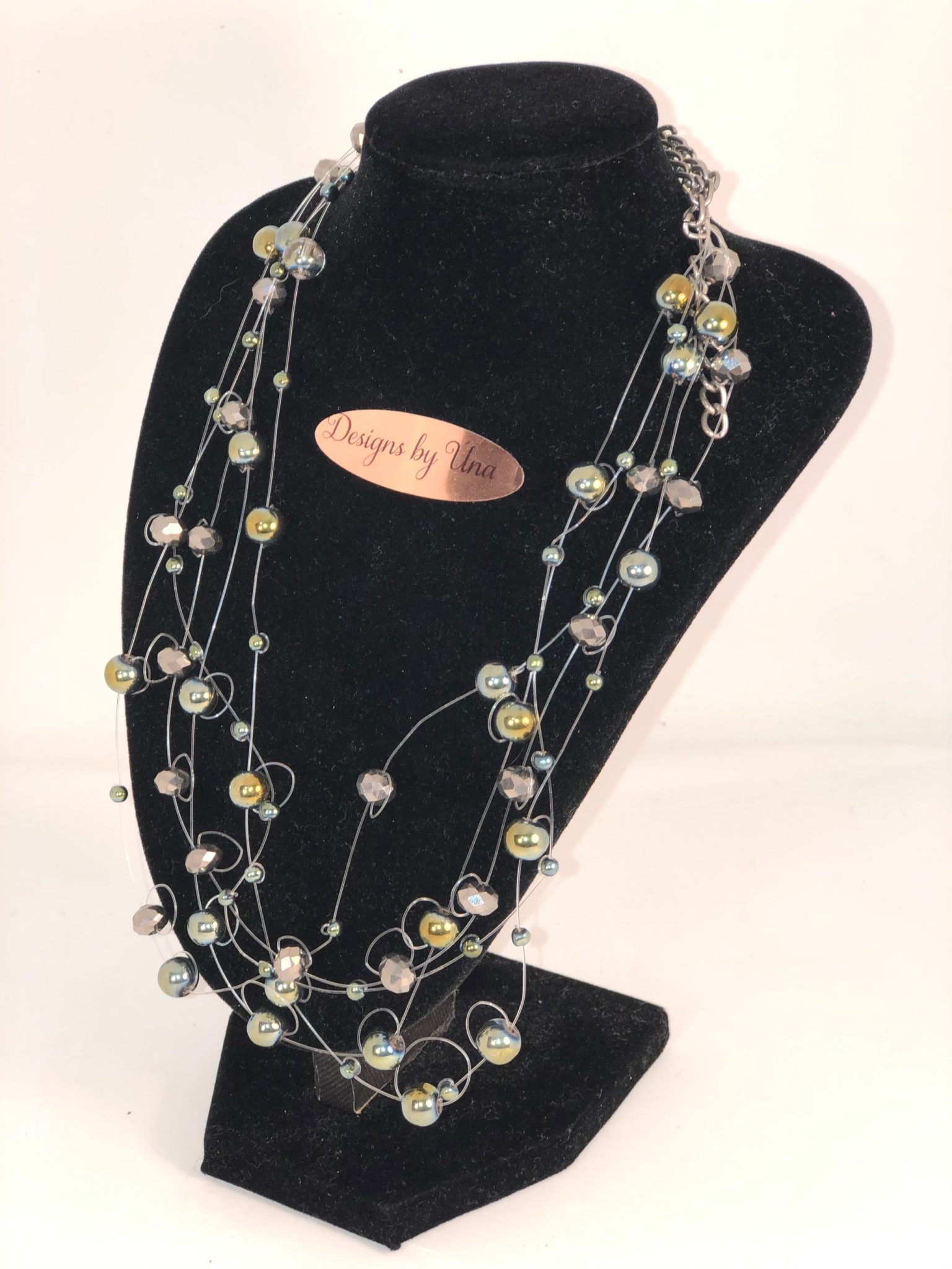 Stunning Floating Necklace 5 strands of Electroplated Beads - Image 2