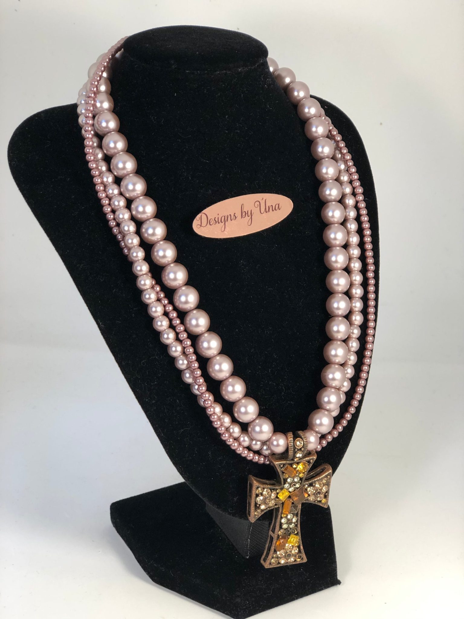 Champagne Coloured Pearl 3 Strand Necklace