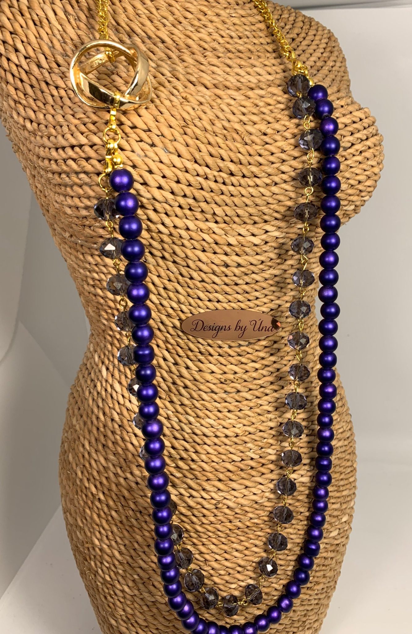 Glamorous Blue & gold 2 strand necklace.