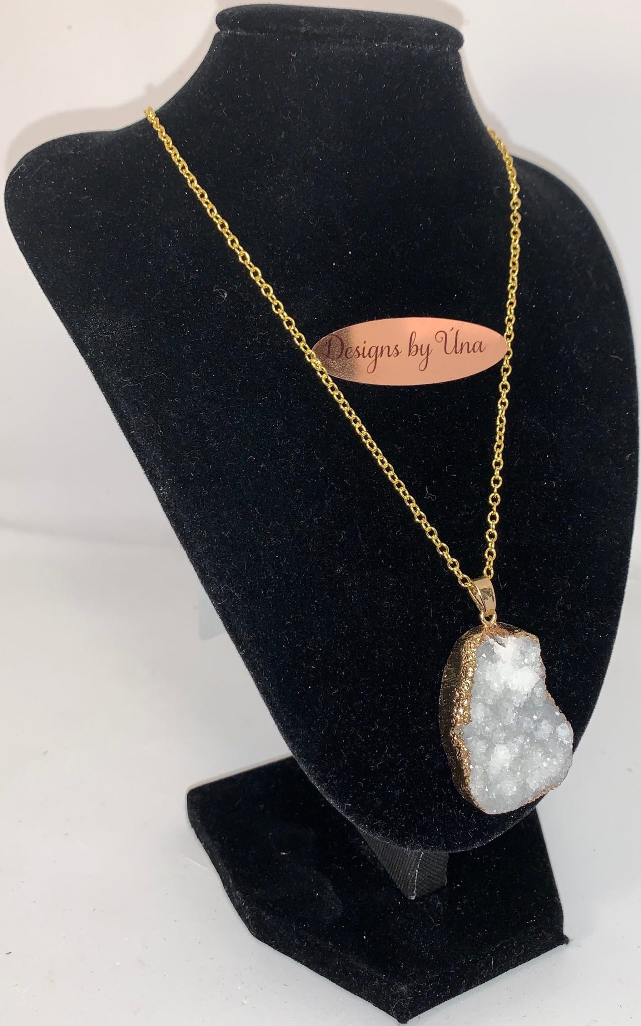 Gold & cream Druzy crystal necklace.